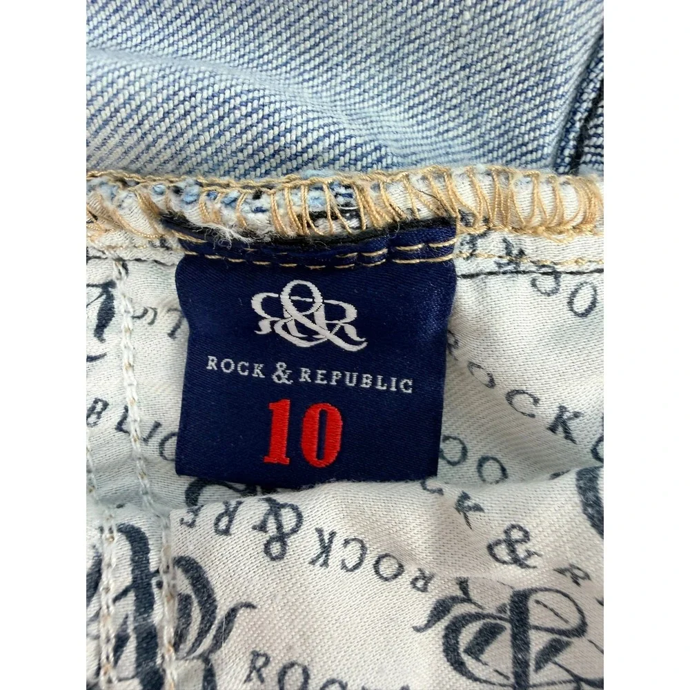Rock & Republic Denim Rx Light Wash Raw Hem Jean Shorts Blue Womens Size 10